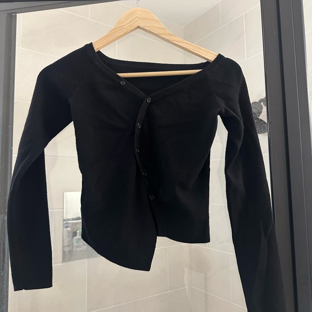 Asymmetric Black Women's Cardigan